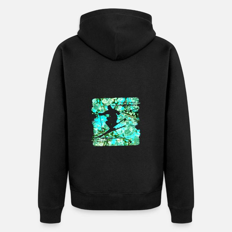 skifahrer e 248 - Unisex Premium Bio Zip Hoodie - Schwarz