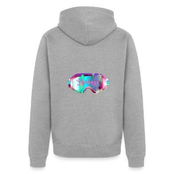 Lapin de ski, rose, ski, ski, lapin, lapin avec lunettes - Veste à capuche bio Premium Unisexe - gris chiné - Dos - Nico (187cm)