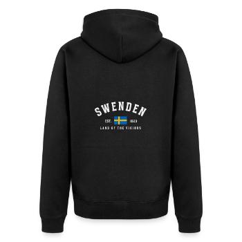 Swenden Est 1523 - Unisex Premium Organic Zip Hoodie - black - Back - Nico (187cm)