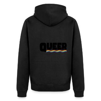 Rainbow Connection Embrace, Happy Pride - Unisex Premium Bio Zip Hoodie - Schwarz - Hinten - Nico (187cm)