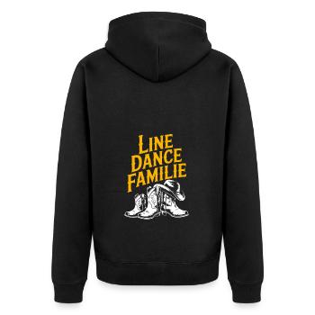 Linedance Familie Papa Mama Kinder - Unisex Premium Bio Zip Hoodie - Schwarz - Hinten - Nico (187cm)