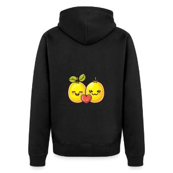 Lemon Couple Love Heart Valentine's Day - Unisex Premium Organic Zip Hoodie - black - Back - Nico (187cm)
