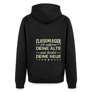 Fliesenleger Fliesen Handwerker - Unisex Premium Bio Zip Hoodie - Schwarz - Hinten - Nico (187cm)