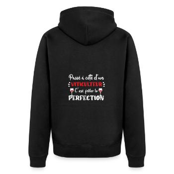 Passé à côté d'un viticulteur t-shirt homme - Veste à capuche bio Premium Unisexe - noir - Dos - Nico (187cm)