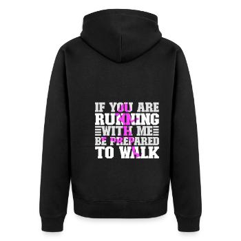 Langsam Laufen Joggen - Slow Runner - Unisex Premium Bio Zip Hoodie - Schwarz - Hinten - Nico (187cm)