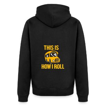 Schulbusfahrer Schulbus - Unisex Premium Bio Zip Hoodie - Schwarz - Hinten - Nico (187cm)