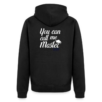 You can call me Master 2019 - Unisex Premium Bio Zip Hoodie - Schwarz - Hinten - Nico (187cm)