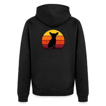 Chihuahua Retro Sunset Bandana - Unisex Premium Bio Zip Hoodie - Schwarz - Hinten - Nico (187cm)