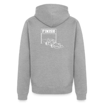 Rennauto Champion Gift - Unisex Premium Bio Zip Hoodie - Grau meliert - Hinten - Nico (187cm)