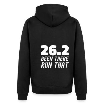 26.2 Been There Run That Marathon - Unisex Premium Bio Zip Hoodie - Schwarz - Hinten - Nico (187cm)