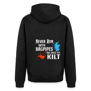 Kilt Schottland Tradition Tartan Lustig - Unisex Premium Bio Zip Hoodie - Schwarz - Hinten - Nico (187cm)