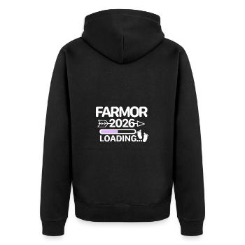 Farmor 2026 Rose suédois - Veste à capuche bio Premium Unisexe - noir - Dos - Nico (187cm)
