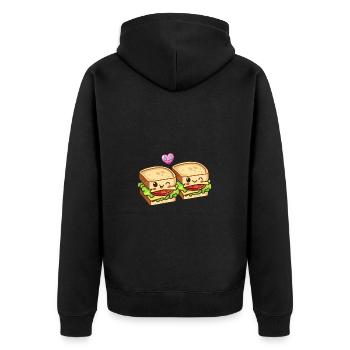 Sandwich Couple Amour Coeur Saint Valentin - Veste à capuche bio Premium Unisexe - noir - Dos - Nico (187cm)