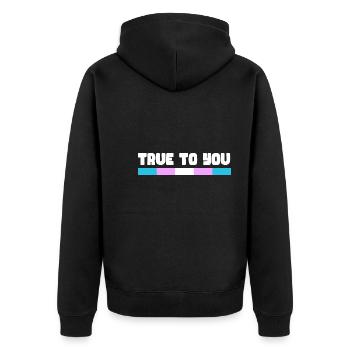 Étreinte de connexion arc-en-ciel, fierté heureuse - Veste à capuche bio Premium Unisexe - noir - Dos - Nico (187cm)