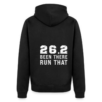 26.2 Been There Run That Marathon - Unisex Premium Bio Zip Hoodie - Schwarz - Hinten - Nico (187cm)