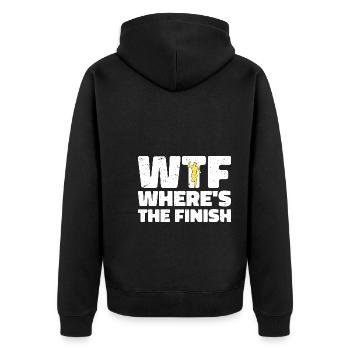 WTF Wo ist das Ziel - Running Runner - Unisex Premium Bio Zip Hoodie - Schwarz - Hinten - Nico (187cm)