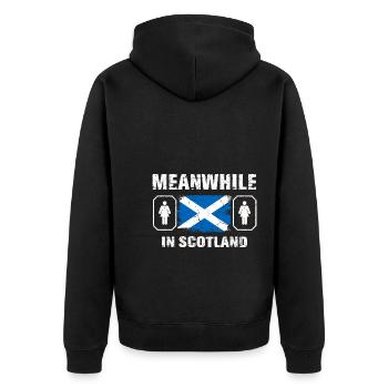Kilt Männer Spruch Schottenrock - Unisex Premium Bio Zip Hoodie - Schwarz - Hinten - Nico (187cm)