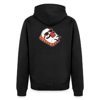 Chilling Sushi. Ruhiger Mensch Geschenk - Unisex Premium Bio Zip Hoodie - Schwarz - Hinten - Nico (187cm)
