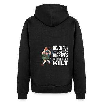 Schottland Fans Tradition Kilt Schottenrock - Unisex Premium Bio Zip Hoodie - Schwarz - Hinten - Nico (187cm)