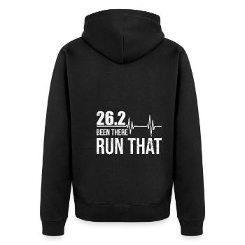 26.2 Been There Run That Marathon - Unisex Premium Bio Zip Hoodie - Schwarz - Hinten - Nico (187cm)