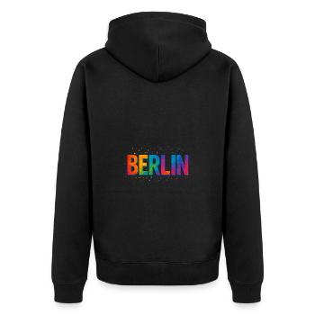 BERLIN - Unisex Premium Organic Zip Hoodie - black - Back - Nico (187cm)