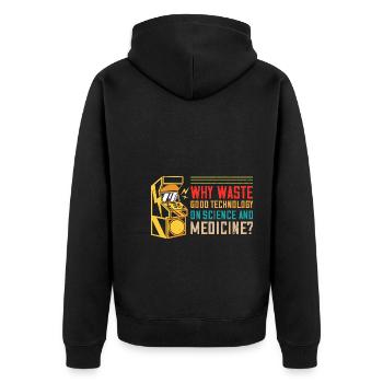 Videospielautomat Arcade Retro Video Games - Unisex Premium Bio Zip Hoodie - Schwarz - Hinten - Nico (187cm)