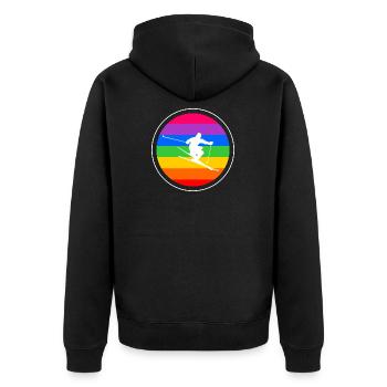 Freerider - Unisex Premium Bio Zip Hoodie - Schwarz - Hinten - Nico (187cm)