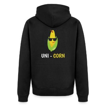 Funny Sweet Corn Uni-Corn Maiz Gift Idea - Unisex Premium Organic Zip Hoodie - black - Back - Nico (187cm)