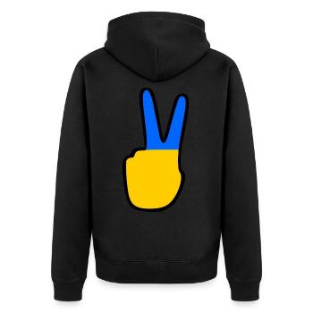 Ukraine - Unisex Premium Organic Zip Hoodie - black - Back - Nico (187cm)