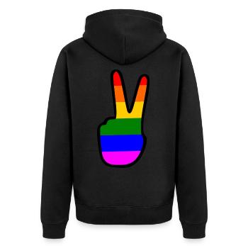 Lgbt - Unisex Premium Bio Zip Hoodie - Schwarz - Hinten - Nico (187cm)