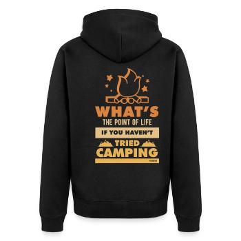 Cadeau de citation de feu de camp de camping - Veste à capuche bio Premium Unisexe - noir - Dos - Nico (187cm)