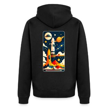 Space - Unisex Premium Bio Zip Hoodie - Schwarz - Hinten - Nico (187cm)