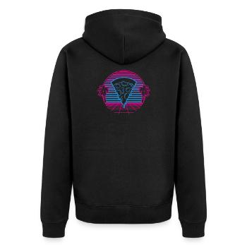 Pizza Pizzeria Retro Vintage Retro wave - Unisex Premium Organic Zip Hoodie - black - Back - Nico (187cm)