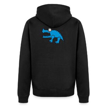 Krokodil (individuelle Farbänderung) - Unisex Premium Bio Zip Hoodie - Schwarz - Hinten - Nico (187cm)