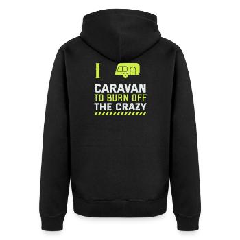 Je suis dans la caravane pour éviter les fous - Veste à capuche bio Premium Unisexe - noir - Dos - Nico (187cm)