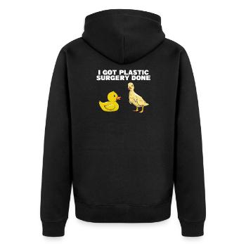 I Got Plastic Surgery Done Bath Duckie Duckling - Unisex Premium Bio Zip Hoodie - Schwarz - Hinten - Nico (187cm)