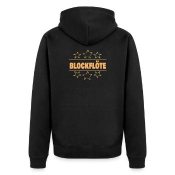 Sterne für Blockflöte - Unisex Premium Bio Zip Hoodie - Schwarz - Hinten - Nico (187cm)