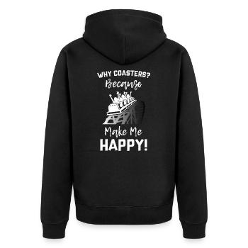 Roller Coaster Make Me Happy - Unisex Premium Organic Zip Hoodie - black - Back - Nico (187cm)