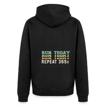 Retro Run Today Repeat 365 - Running Streak Runner - Unisex Premium Bio Zip Hoodie - Schwarz - Hinten - Nico (187cm)