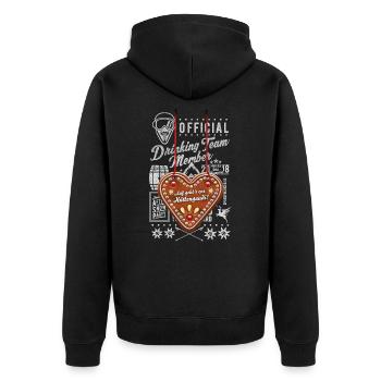 Apres Ski Hüttengaudi Lebkuchenherz - Unisex Premium Bio Zip Hoodie - Schwarz - Hinten - Nico (187cm)