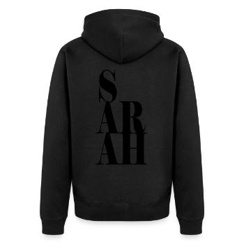 Sarah Name Vorname Moderne Schrift Wort Art - Unisex Premium Bio Zip Hoodie - Schwarz - Hinten - Nico (187cm)