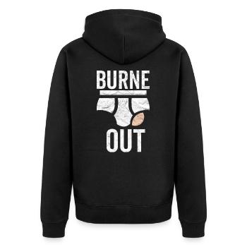 Burne out briefs humor burn out colleague work - Unisex Premium Organic Zip Hoodie - black - Back - Nico (187cm)