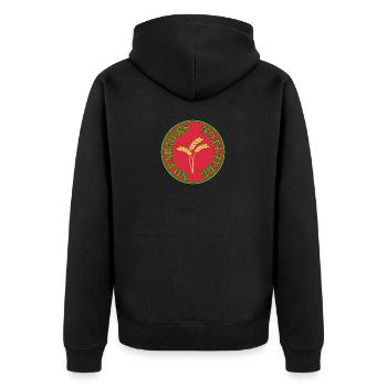 No Farmers no future. Protest Spruch Bauernprotest - Unisex Premium Bio Zip Hoodie - Schwarz - Hinten - Nico (187cm)