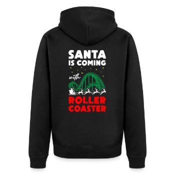 Santa is Coming with Roller Coaster - Unisex Premium Bio Zip Hoodie - Schwarz - Hinten - Nico (187cm)