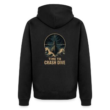 Time to Crash Dive – U-Boot im Fadenkreuz - Unisex Premium Bio Zip Hoodie - Schwarz - Hinten - Nico (187cm)