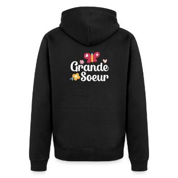 Grande Sœur Licorne Sœur Aînée - Veste à capuche bio Premium Unisexe - noir - Dos - Nico (187cm)