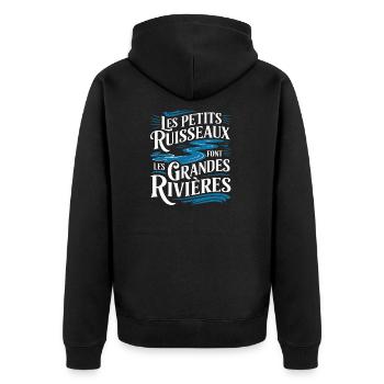 Les petits ruisseaux font les grandes rivières" - Veste à capuche bio Premium Unisexe - noir - Dos - Nico (187cm)