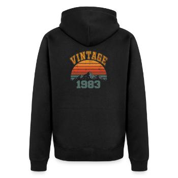 Vintage 1983 Retro Mountain Birthday 1983 - Unisex Premium Organic Zip Hoodie - black - Back - Nico (187cm)