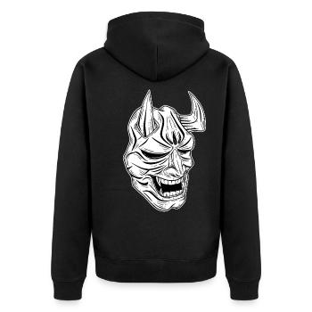 Skull Skull Horror Skeleton Halloween Geisha - Unisex Premium Organic Zip Hoodie - black - Back - Nico (187cm)