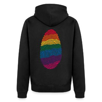 Conception d’art d’empreintes digitales arc-en-ciel coloré - Veste à capuche bio Premium Unisexe - noir - Dos - Nico (187cm)